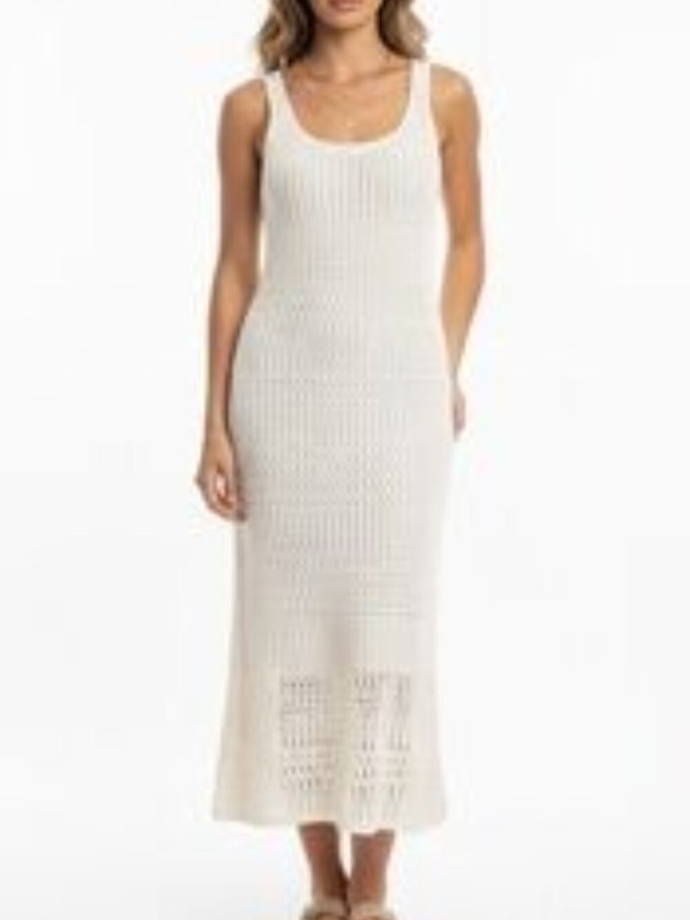 NWT Theory Rosa Crochet Knit Midi Dress with Slip L